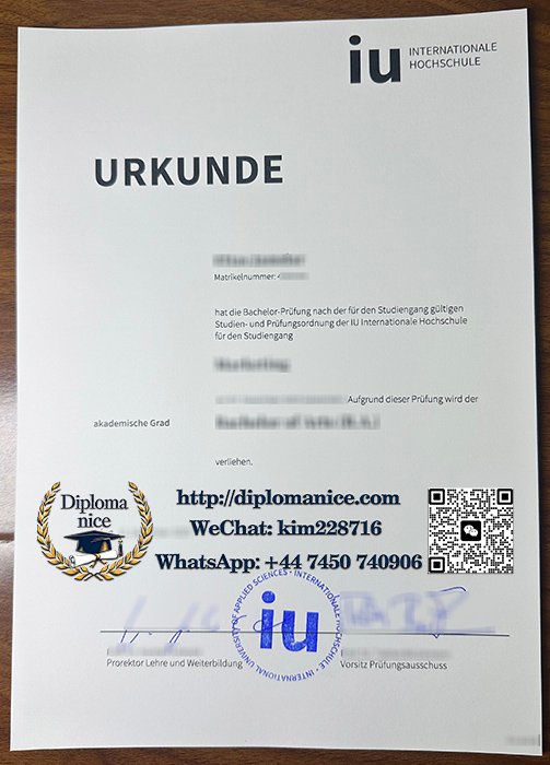 IU国际应用科学大学文凭-IU Internationale Hochschule Urkunde