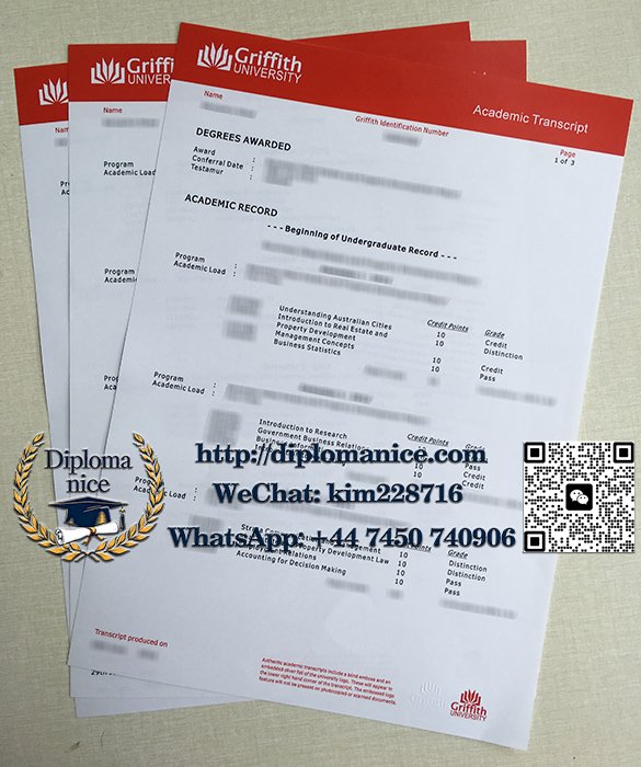 格里菲斯大学成绩单-Griffith University transcript