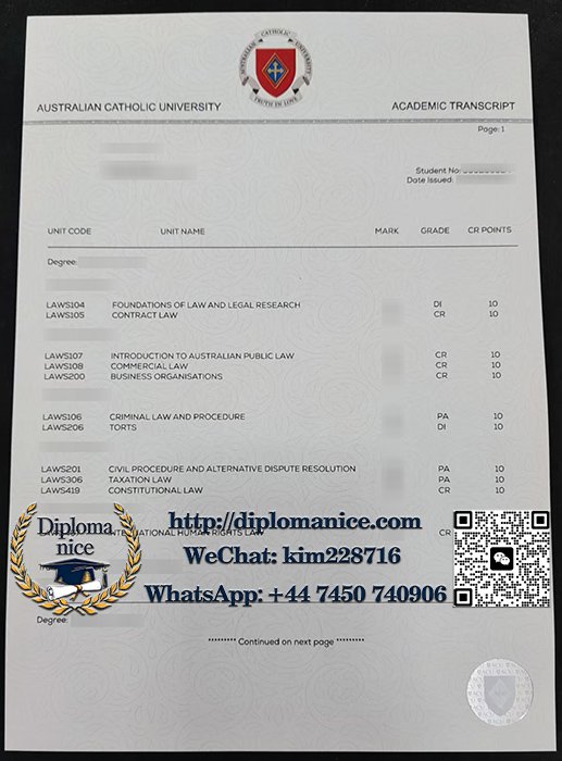 澳大利亚天主教大学成绩单-Australian Catholic University transcript