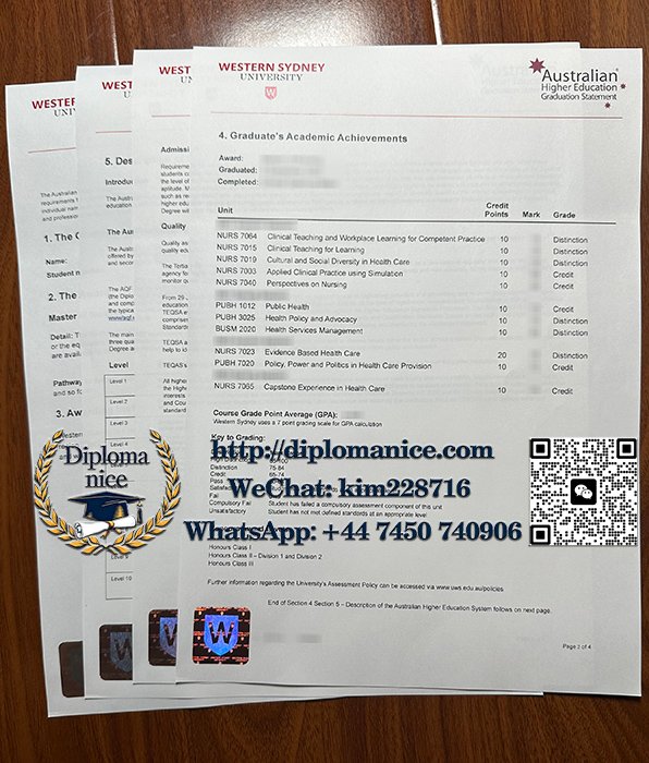西悉尼大学成绩单-Western Sydney University transcript