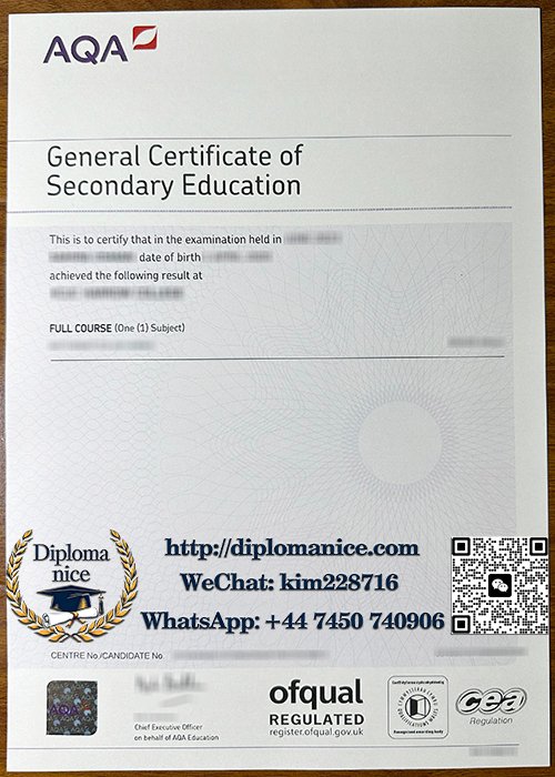 AQA GCSE certificate