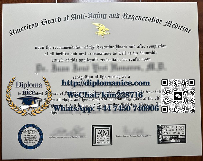 American Board of Anti-Aging and Regenerative Medicine certificate