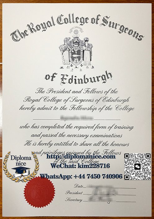 Royal College of Surgeons of Edinburgh certificate