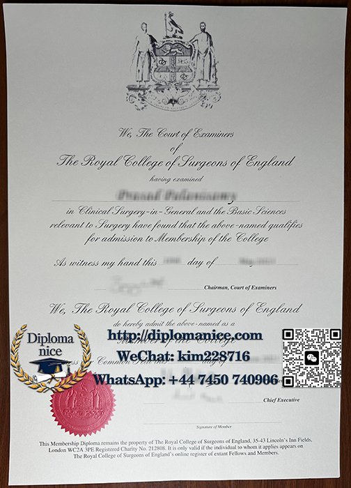 Royal College of Surgeons of England certificate