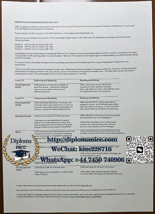 剑桥CAE证书-Cambridge CAE certificateII