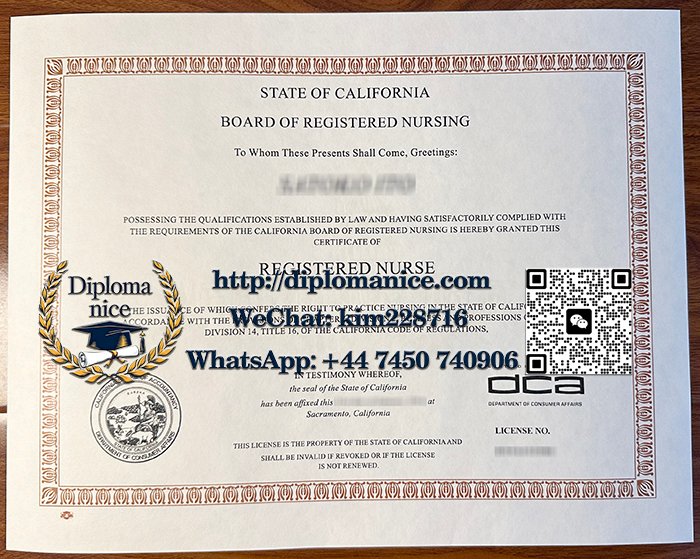 加州注册护士委员会证书-California Registered Nursing certificate