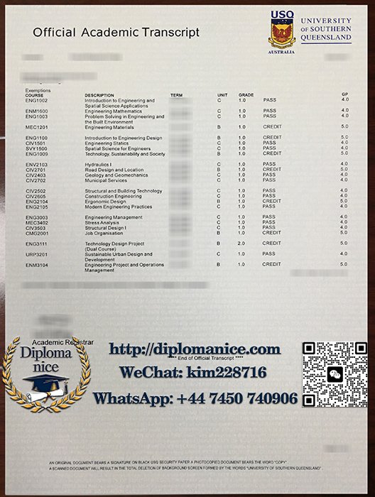 南昆士兰大学成绩单-University of Southern Queensland transcript