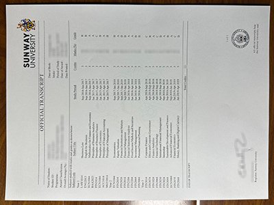 双威大学成绩单-Sunway University transcript1