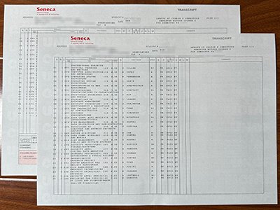 塞内卡学院成绩单-Seneca College transcript1