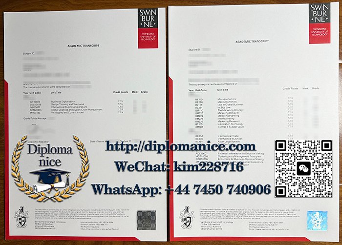 斯文本科技大学成绩单-Swinburne University of Technology transcript