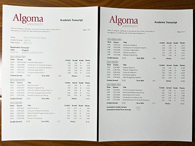 阿尔格玛大学成绩单-Algoma University transcript1