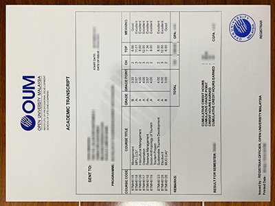 马来西亚开放大学成绩单-Open University Malaysia tanscript1