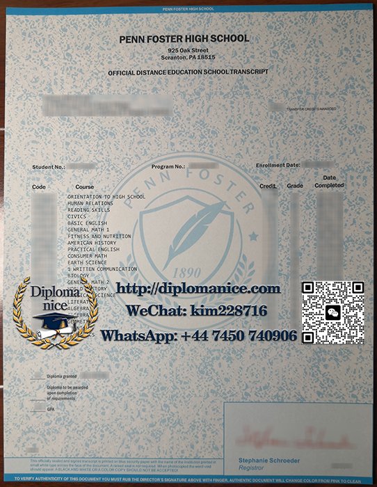 Penn Foster High School transcript