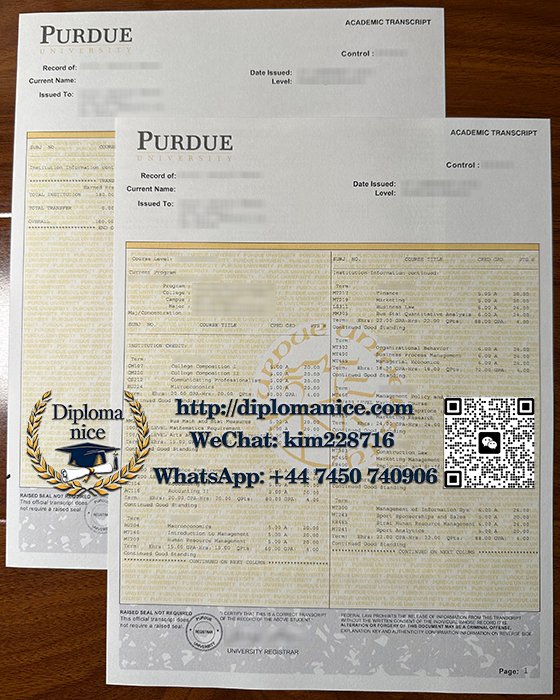 Purdue University Global tanscript