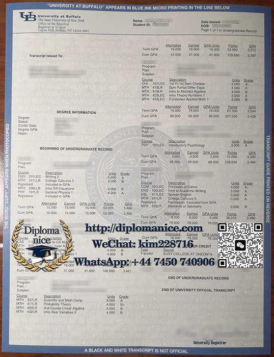 University at Buffalo transcript