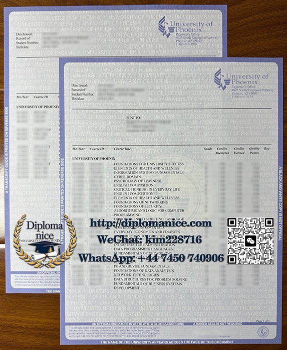 University of Phoenix transcript