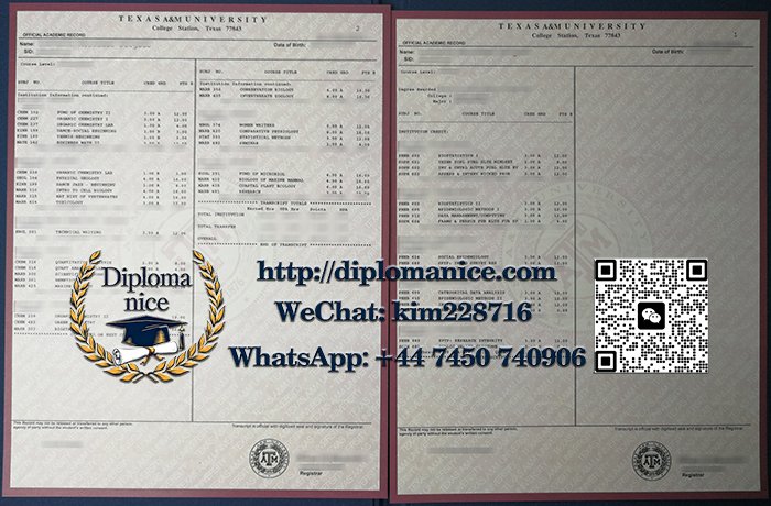 Texas A&M University transcript