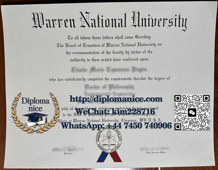 Warren National University diploma