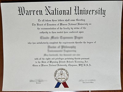 Warren National University diploma1