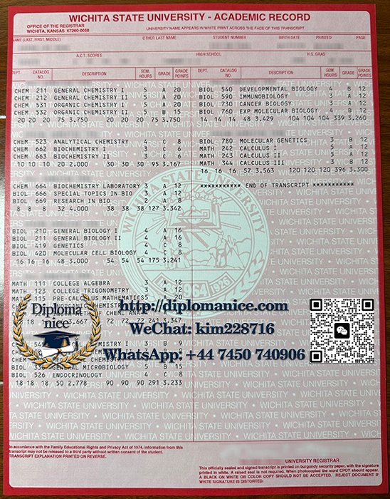 Wichita State University transcript