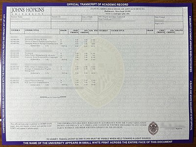 Johns Hopkins University transcript1