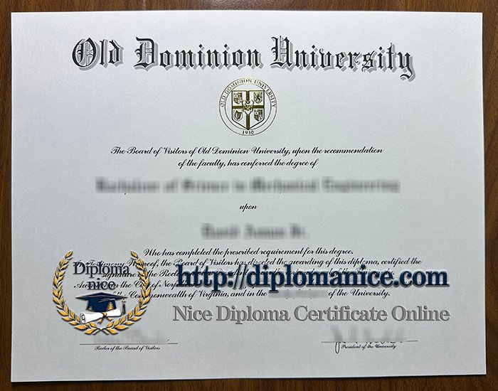 Old Dominion University diploma